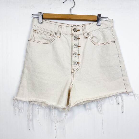 Free People | Jesse High Rise Carpenter Shorts Cream - Picture 3 of 7